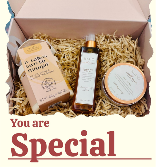 Mango body scrub with NATIO bath gel and body butter set for gifting 