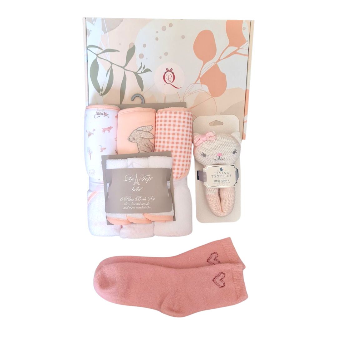 Baby girl gift set with cozy socks for mum