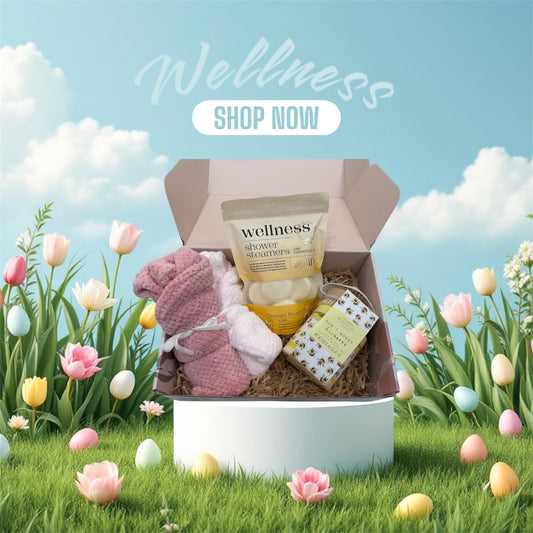 Wellness hamper with shower steamer and body scrub with hair turbans pefect 